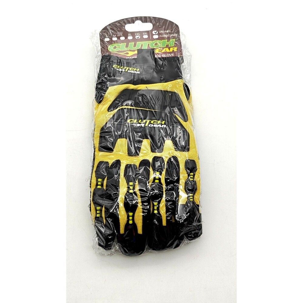 Superior Clutch Gear Anti-Impact Mechanics Gloves Black & Yellow Unlined SZ 2XL